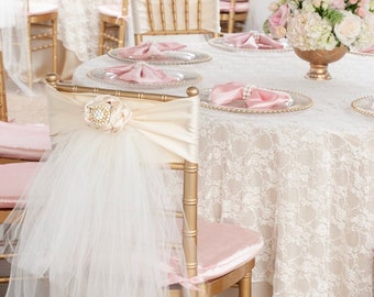 Lovely Ivory Chiavari Chair Cover,Pearl Brooch Flower, Pearl or Crystal/Bride To be, Baby Shower, Bridal Shower, Bride, mommy to be