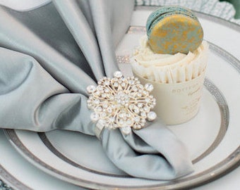 6 Silver Napkin Rings-Wedding-snowflakes napkin rings-winter wonderland theme-holiday, luxury-New Year party, princess, elegant