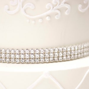 Sparkle REAL Silver or Gold Rhinestone/ wedding Cake decoration/ bridal bouquet decoration/ rhinestone trim, rhinestone chain, wedding decor image 1