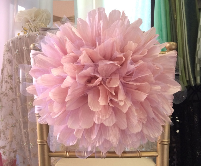 Peony Flower Wedding Chair Cover/ Chiavari Chair Cover/ Bride and Groom/ Chair sash, wedding decoration/ Fancy chair cover image 4