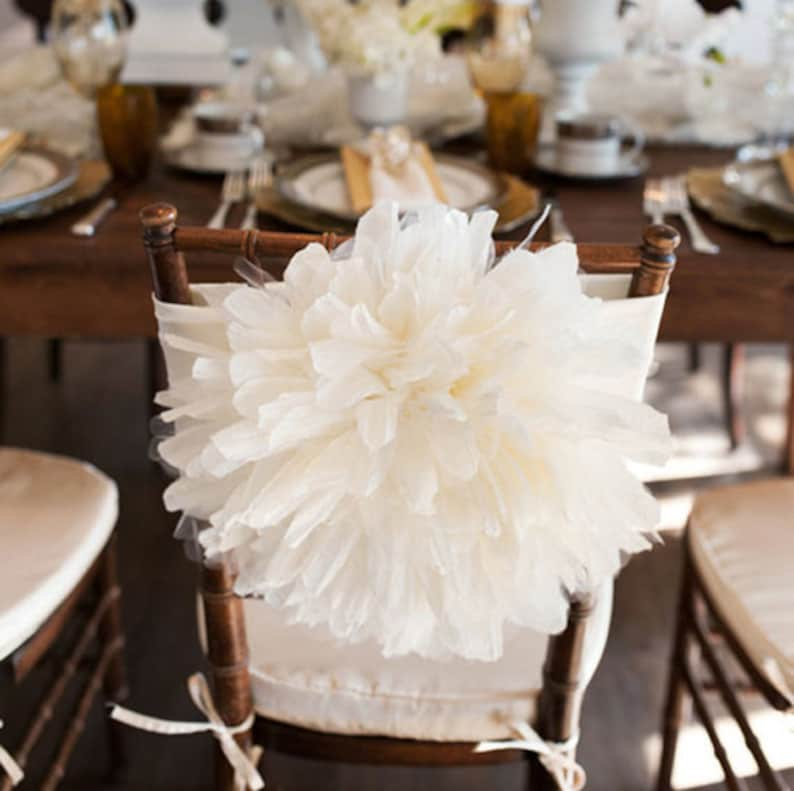 Peony Flower Wedding Chair Cover/ Chiavari Chair Cover/ Bride and Groom/ Chair sash, wedding decoration/ Fancy chair cover image 1