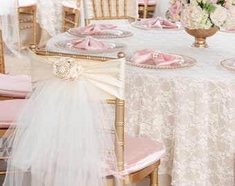 Lovely Ivory Chiavari Chair Cover,Pearl Brooch Flower, Pearl or Crystal/Bride To be, Baby Shower, Bridal Shower, Bride, mommy to be