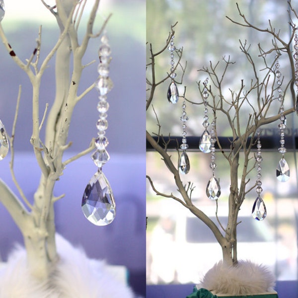 Hanging Crystals for Manzanita Tree Centerpiece, Trumpet Vase, Candelabra,Manzanita Branch,Tree,Wishing Tree,wedding decoration, chair sash