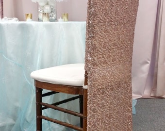 Rose Gold Full Sequin Chiavari Chair Cover, Special chiavari chair cover, bride and groom, quinceanera, chair covers