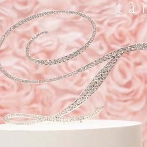 A-Z Initial Silver METAL Wedding T Cake Toppers, Fine Set-In Rhinestones in any letter A B C D E F G H I J K L M N O P Q R S T U V W X Y Z