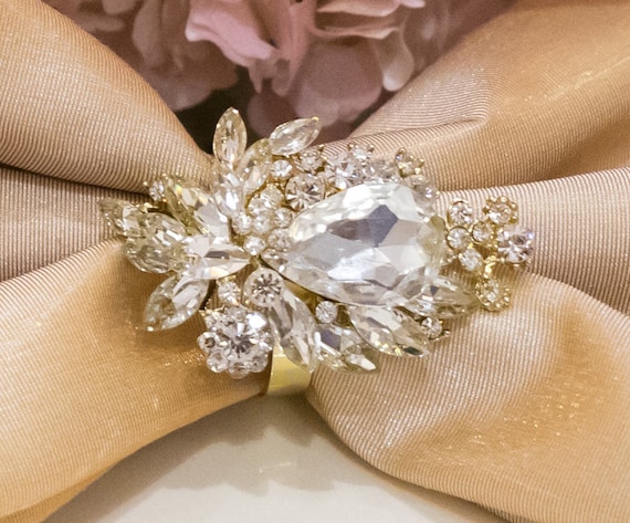 12 Gold Rhinestone Napkin Rings Luxury Napkin Rings wedding