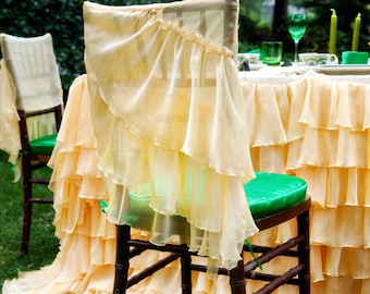 Sunflower Chiffon Chiavari Chair Cover bride and groom/ wedding decor/ wedding ideas/  chair cover/ nature wonderland