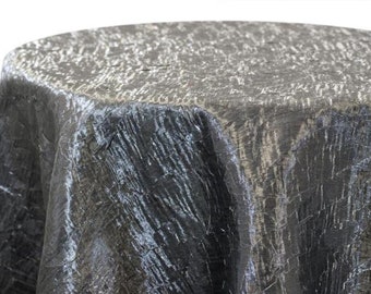 132" Two tone grey/pewter Shimmer crushed satin linens, wedding table decor, centerpiece, anniversary, birthday, specialty, Halloween party