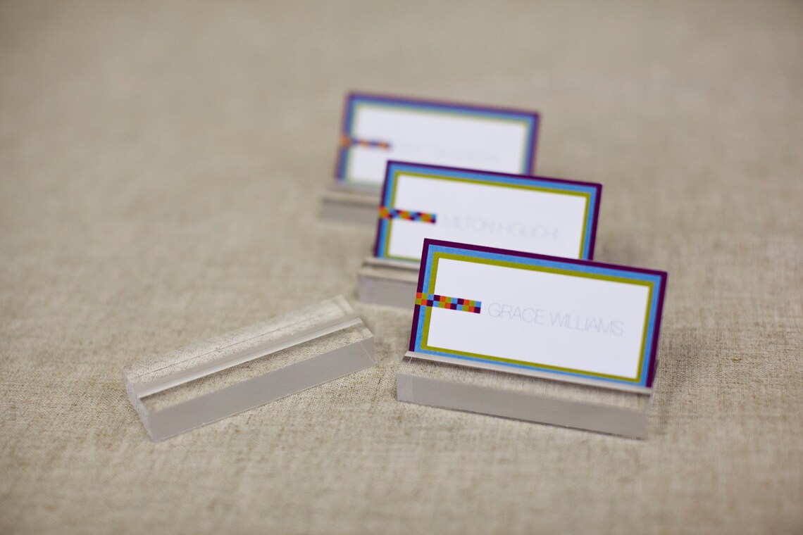 10 Clear Elegant Place Card Holders Business Card Holders Etsy