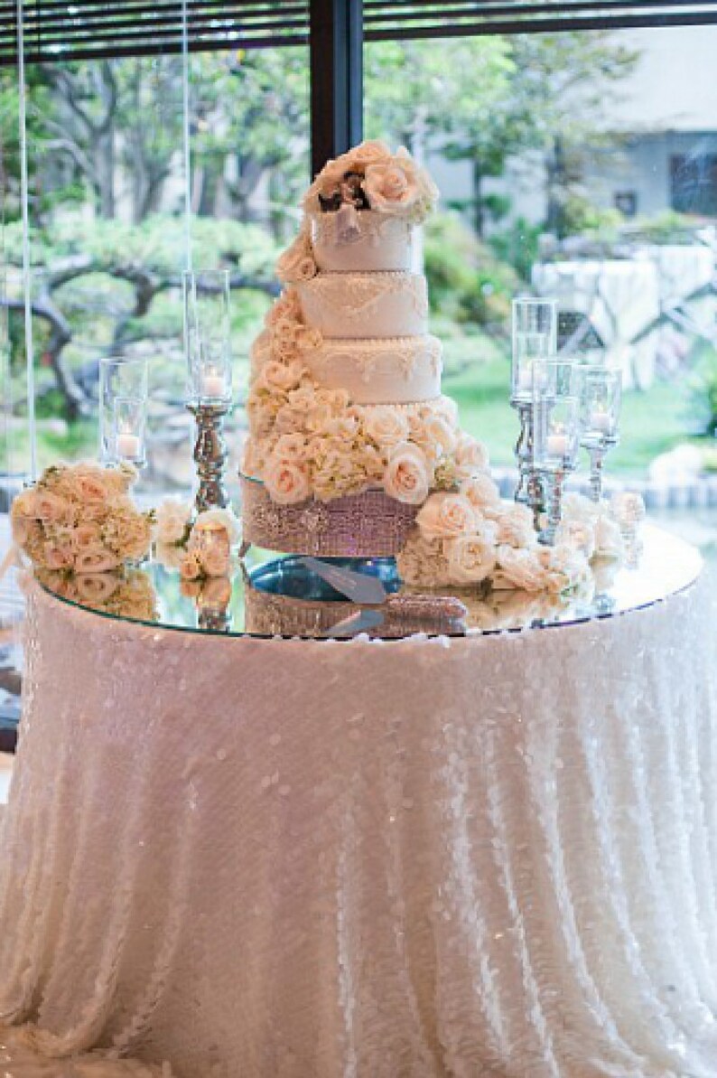 18 ROUND Silver Rhinestone Cake Stand for Wedding Etsy