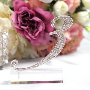 Select your number 1-9 Digits Silver Rhinestone Table Number for Wedding, Birthday, or any Special Events