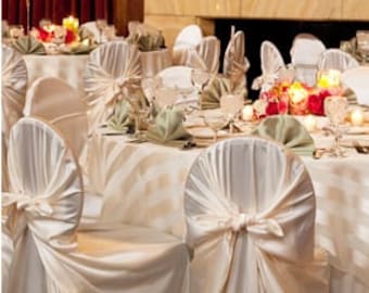 CLEARANCE Elegant ivory, white, black, red, brown  Satin Chair Cover with Self Sash/ Wedding decoration/ wedding / Quinceanera/banquet