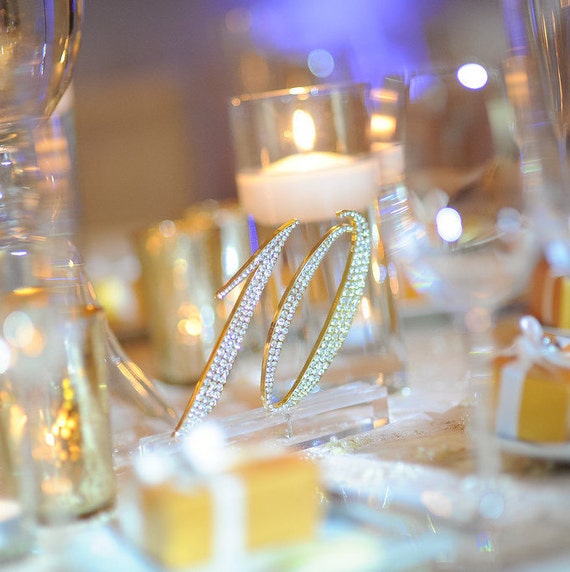 Luxury Rhinestone Gold Table Number For Wedding Quinceanera Etsy