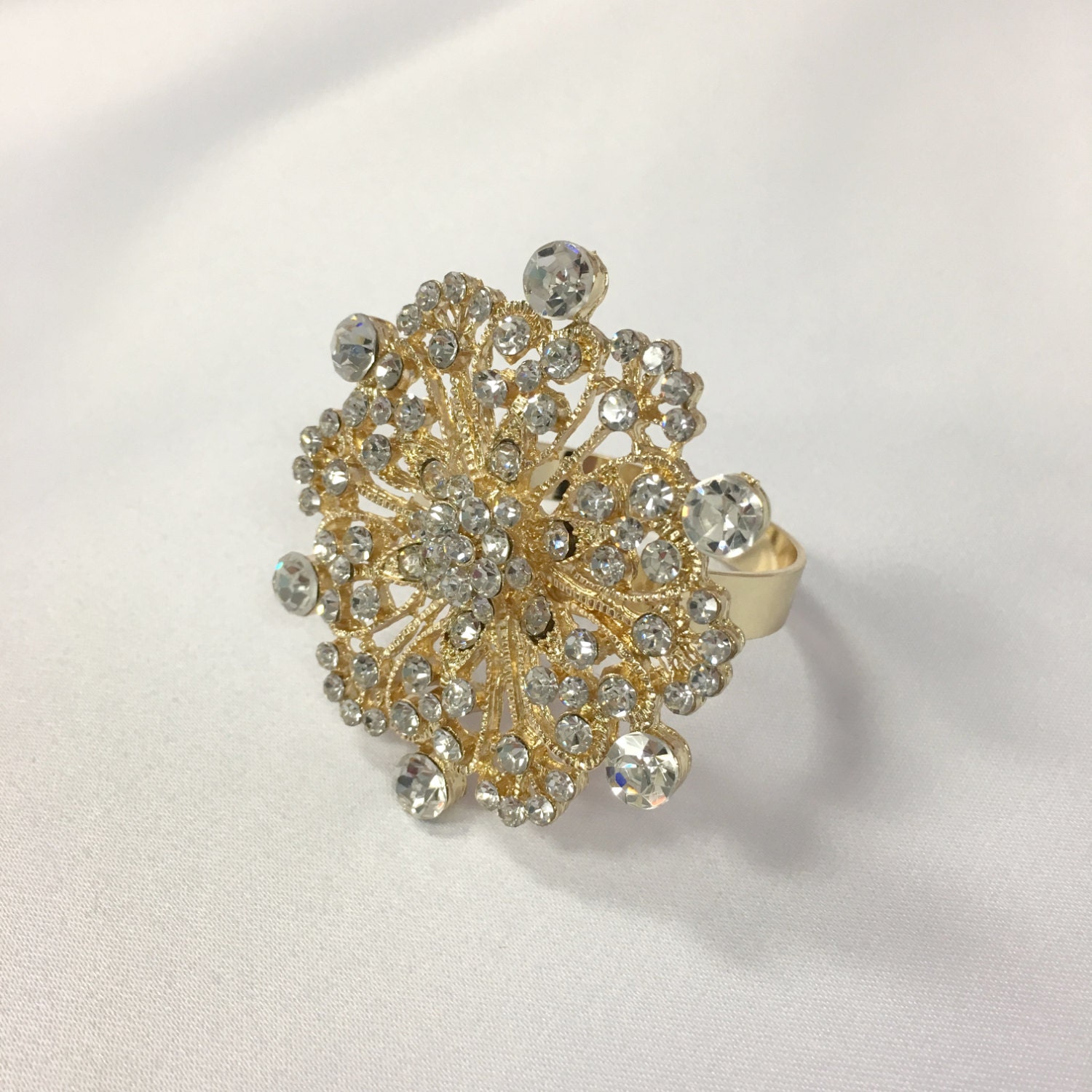 2 Gold Rhinestone Napkin Rings and 2 Gold Napkins Luxury Etsy