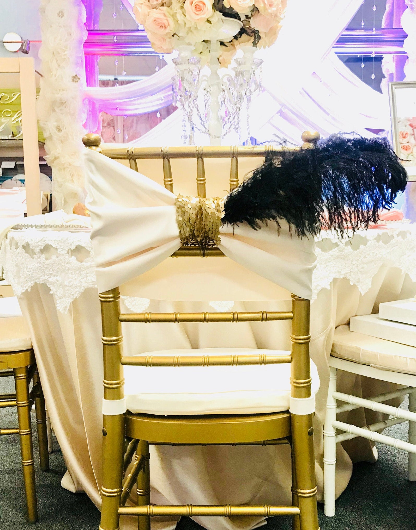 black and gold chair covers