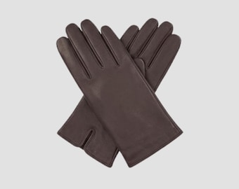 Espresso Brown Leather Gloves, Quiet Luxury Winter Accessories, Minimalist Cold Weather Fashion