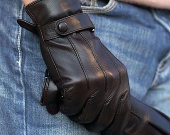 Handmade Black Leather Lobster Gloves, Split Finger Artisan Mittens, Quiet Luxury Him Her