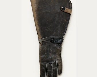 Distressed Leather Gauntlet Gloves | Handmade Biker Steampunk Gothic Fashion