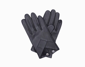 Black Genuine Leather Gloves | Minimalist Cold Weather Winter Accessory