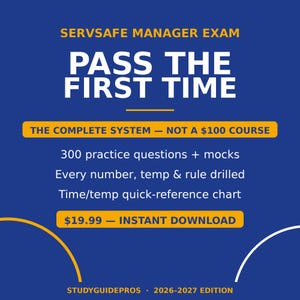 ServSafe Manager Exam Study Guide 2026 | Food Protection Certification Test Prep | 300 Practice Questions 2 Mock Exams PDF