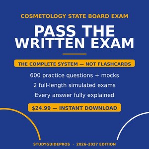 Cosmetology State Board Exam Study Guide 2026 | Written Test Prep System | 600 Practice Questions, 2 Mock Exams, Study Plan PDF