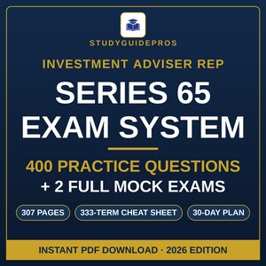 Guide d'étude pour l'examen Série 65 2026 | 400 questions d'entraînement, 2 examens blancs | Préparation à l'examen de conseiller en placement