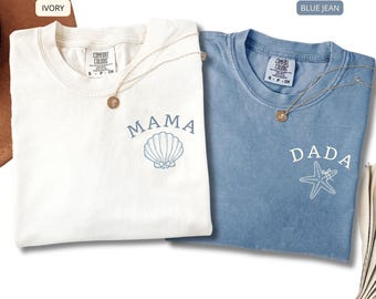 Mom Dad Matching of the Birthday Coastal Shirts, 1st Birthday Party T-shirts, Seashell Starfish Tee, Summer Vacation Shirt, Parents Outfit
