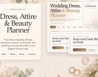 Planificador de belleza para vestidos de novia, seguimiento de ajustes nupciales, lista de verificación de arreglos, kit matutino para la boda, aplicación de navegador digital