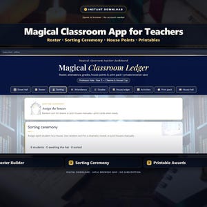 Teacher Gradebook & Attendance Tracker, Magical School Classroom Theme, House Points, Sorting Ceremony, Printable Class Roster