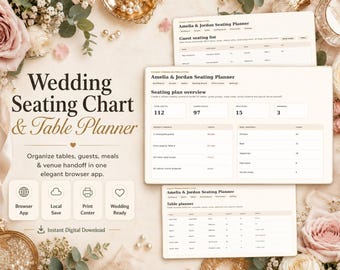 Aplicación para la distribución de mesas en bodas / Planificador de mesas digital (descarga instantánea)