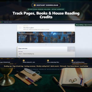Classroom Reading Challenge, House Reading Cup Tracker, Reading Log for Kids, Magical School Theme, Teacher Digital Download