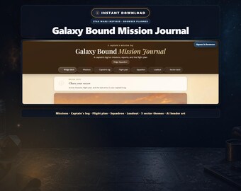 Aplicación de diario de misiones de ciencia ficción, descarga de planificador inspirado en Star Wars, aplicación de navegador para seguimiento de objetivos, plan de vuelo semanal, organizador de diario