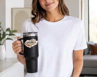 Tazza termica da viaggio isolata da 40 oz — Logo leopardato Sparkle Dealer