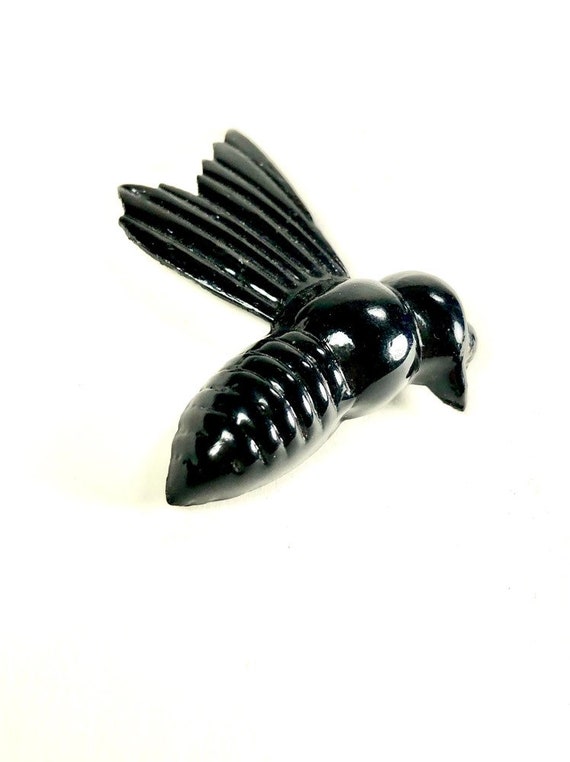 French Celluloid Wasp Brooch Deep Black Tones Icon