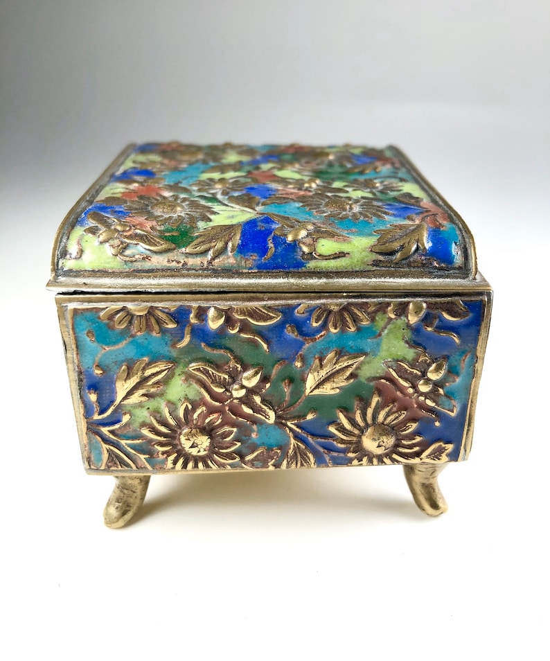 Chinese Enamel Box Antique Export Jewelry Casket Trinket Box