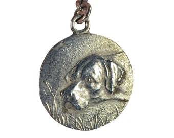 Silver Hunting Dogs Watch Fob Button Hole Style