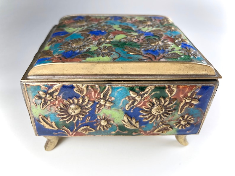 Chinese Enamel Box Antique Export Jewelry Casket Trinket Box
