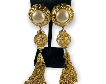 Fashion Earrings Long Chain Drops Filigree Ball Beads Shoulder Dusters