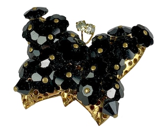 Gorgeous Rhinestone Butterfly Jet Black Margarita Stones Collectible Figural Jewelry