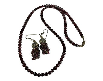 Garnet Necklace Earrings Set Pyrope Garnet Gemstone Beads