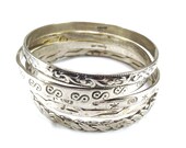 Vintage Taxco Bangles Four Sterling Silver Stackers Signed Hallmarked Beauties BONUS Bangle FREE with Purchase