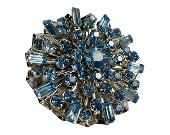 Tiered Rhinestone Brooch Light Blue Hues Cake Topper Style