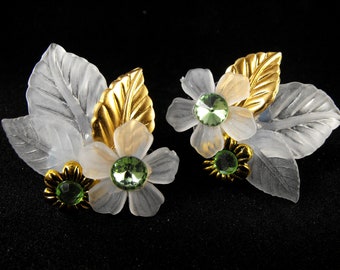 Flower Fashion Earrings Rhinestone Accents More Colors Available