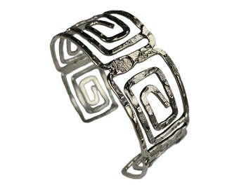 Silver Cuff Bracelet Greek Key Design Upper Arm Possibly
