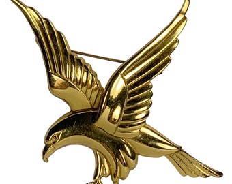 Coro Sterlingcraft Vermeil Eagle Brooch Signed Piece