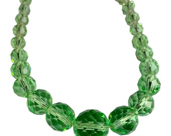 Cut Crystal Beaded Necklace In Vibrant Green Hues