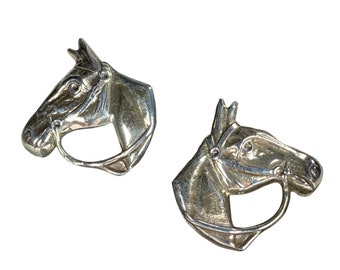 Sterling Horse Head Earrings Vintage Equestrian Theme