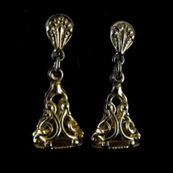 RESERVED LISTING: Renaissance Revival Earrings French Brass Ornamental Cages