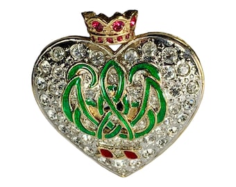 Windsor Heart Brooch Signed Carolee Vintage Rhinestone Pin