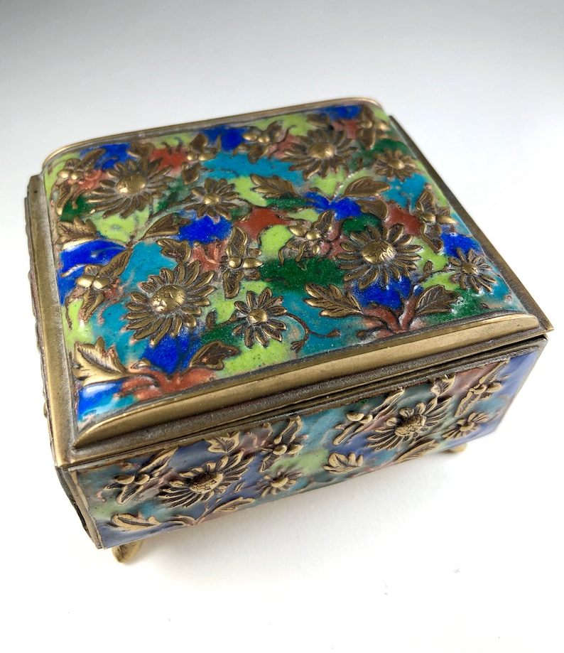 Chinese Enamel Box Antique Export Jewelry Casket Trinket Box